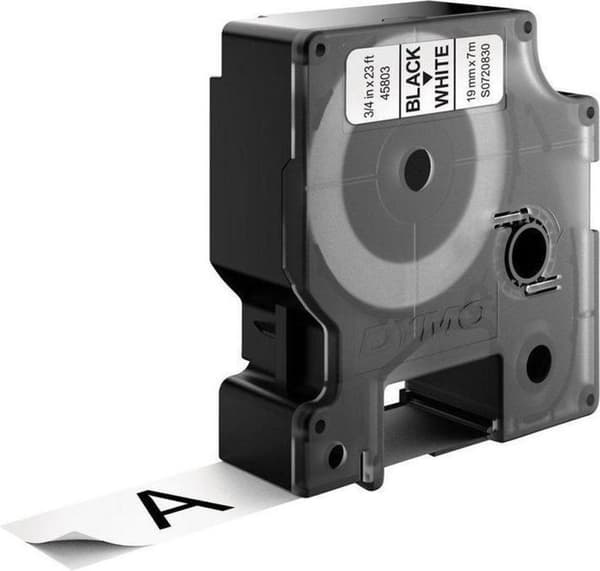 Etikettband Dymo 45803 D1 720830 19mmx7m svart på vitt