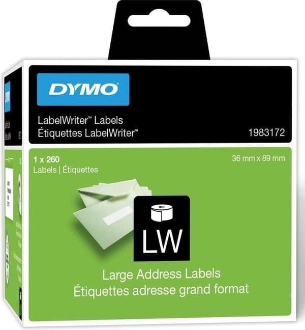 DYMO LW adressetiketter, 89 mm x 36 mm, papper, 1 x 260 etiketter