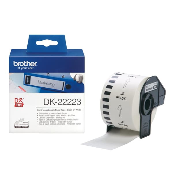 Brother DK-22223 - Papirtape - sort på hvidt - rulle (5 cm x 30,5 m) - 1 rulle(r) (DK22223)
