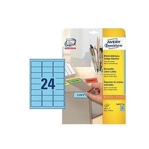 Avery L6032 - Aftagelige etiketter - Blå - 63,5 x 33,9 mm - 480 label(s) (20 ark x 24) (L6032-20)