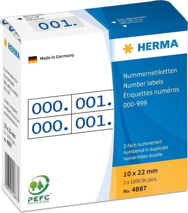HERMA 4887 etiket Blå rektangel 1000 stk.
