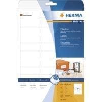 HERMA Special - Permanenta självhäftande, matta, bestrukna pappersetiketter - vita - 63,5 x 25,4 mm - 90 g/m2 - 825 etikett(er) (25 ark x 33) (8837)