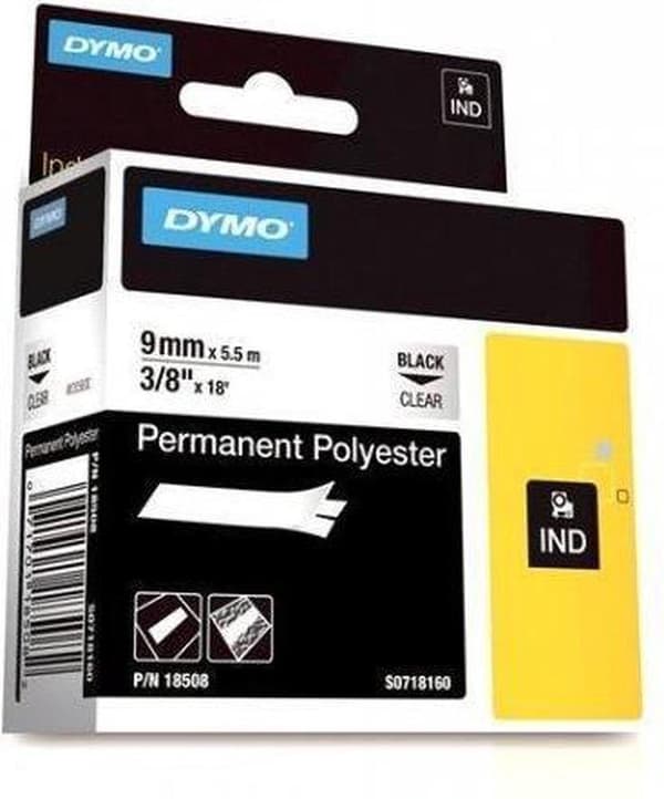 DYMO 9mm RHINO kirkas polyesteriteippi Tarratulostinteippi D1