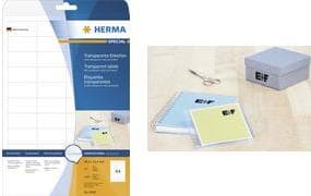 HERMA 4586 väderbeständiga filmetiketter DIN A4 transparent (97 x 42,3 mm, 10 ark, polyesterfilm, matt) självhäftande, tryckbar, permanent självhäftan