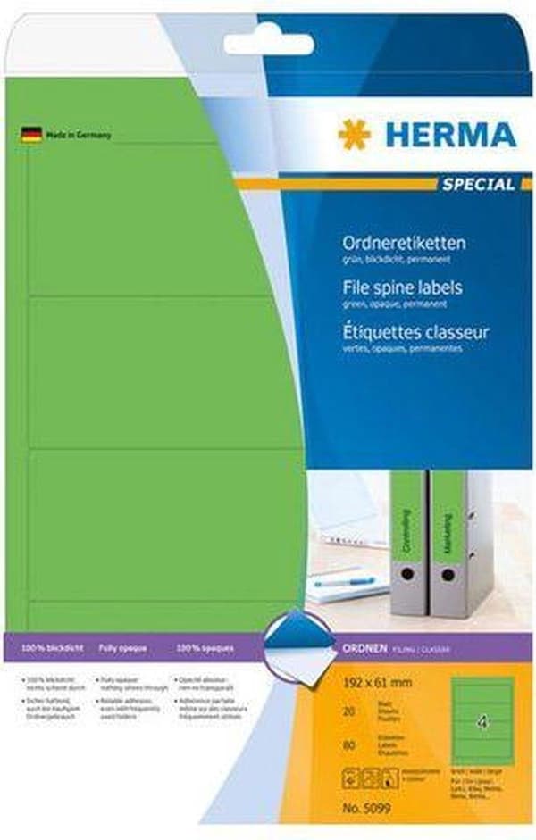 Herma 5099 Tiedostotarrat 192x61 SuperPrint 80 kpl.