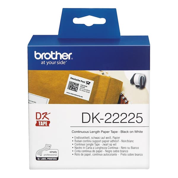 Brother DK-22225 - Løbende papiretiketter - rulle (3,8 cm x 30,5 m) - 1 rulle(r) (DK22225)