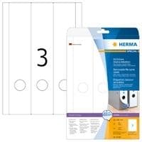 HERMA Special - Itsekiinnittyvät, irrotettavat, mattapintaiset, valonpitävät paperitappitarrat - valkoinen - 59 x 297 mm - 75 tarraa (25 arkkia x 3) (