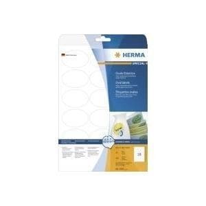 HERMA Special - Självhäftande avtagbara matta pappersetiketter - vita - 63,5 x 42,3 mm (oval) - 450 etikett(er) (25 ark x 18) (4358)