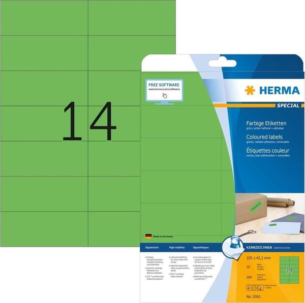 Private label Herma 5061 Universal Label 105x42,3mm Grön