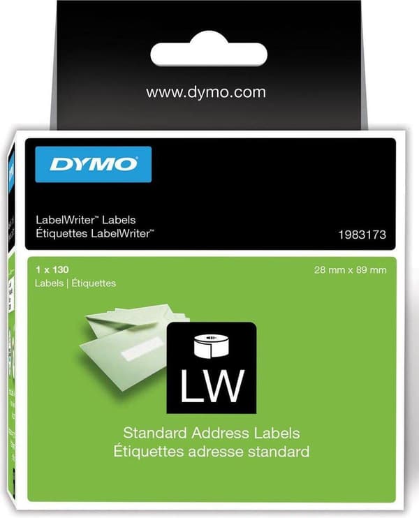 DYMO LW adressetiketter, 28 mm x 89 mm, papper, 130 etiketter