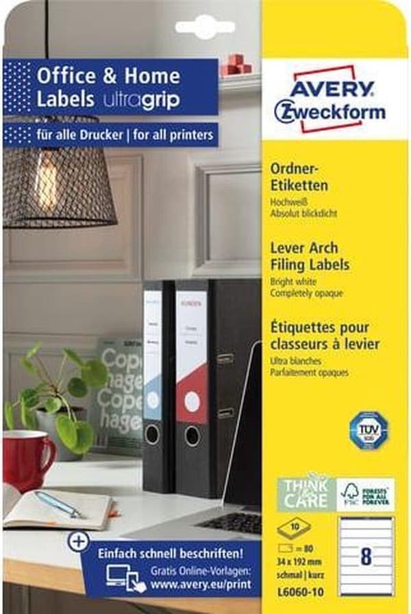 Avery File Label Zweckform 192 x 34 mm pahvi 80 kpl