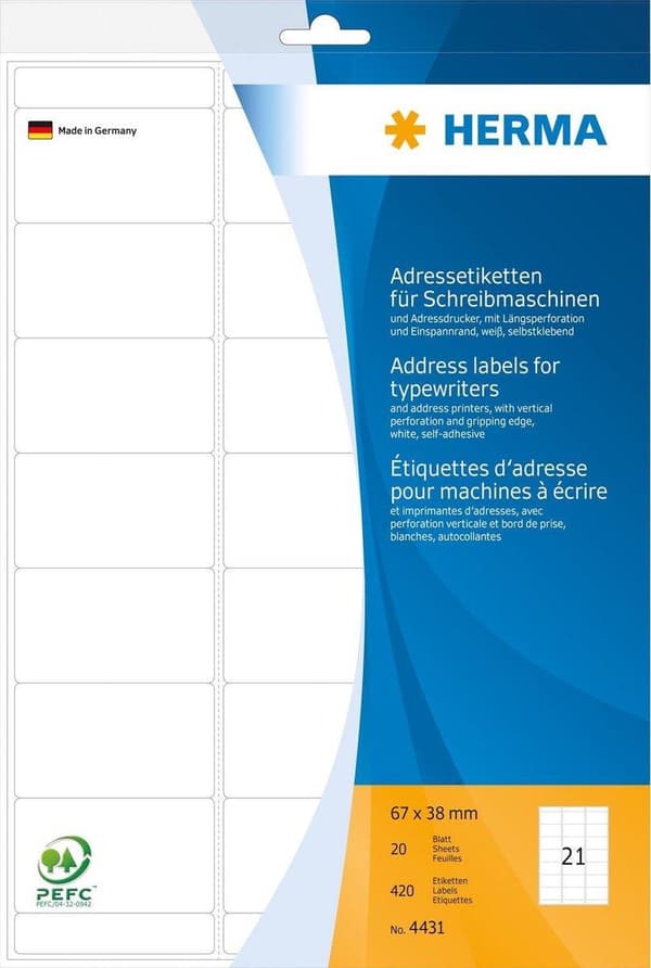 HERMA 4431 adressetiketter Vit