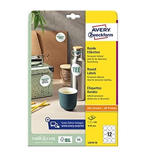 120 AVERY Zweckform -tarraa L3416-10 valkoinen 60,0 x 60,0 mm (L3416-10)