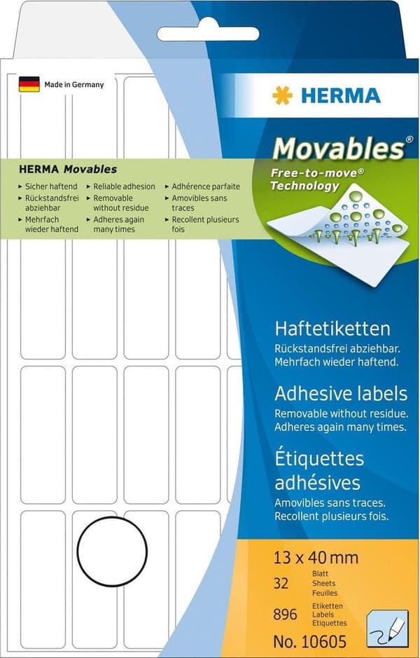 Private label Herma 10605 Movable Label 13X40mm Hvid - 896 labels