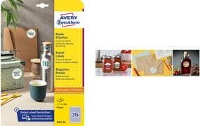 AVERY Zweckform identifikationsetiketter, diameter: 80 mm hvid, rund, permanent klæbende, ubestrøget papir - 1 stk (6229-10)