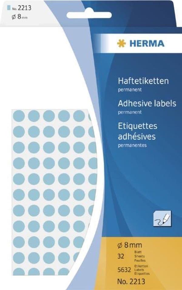 HERMA 2213 Universaletiketter blå Ø 8 mm Papper 5632 st.