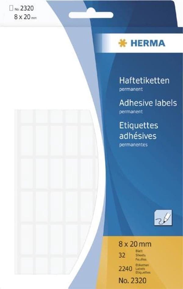 HERMA 2320 Universaletiketter hvid 8x20 mm Papir mat 2240 stk.