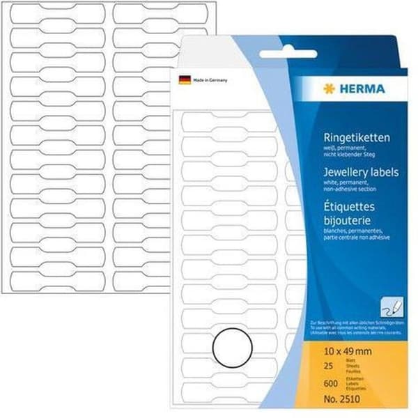 Herma Ringetiketter 10x49 Halbk. 25 Bl. DIN A4 600 St ck 2510