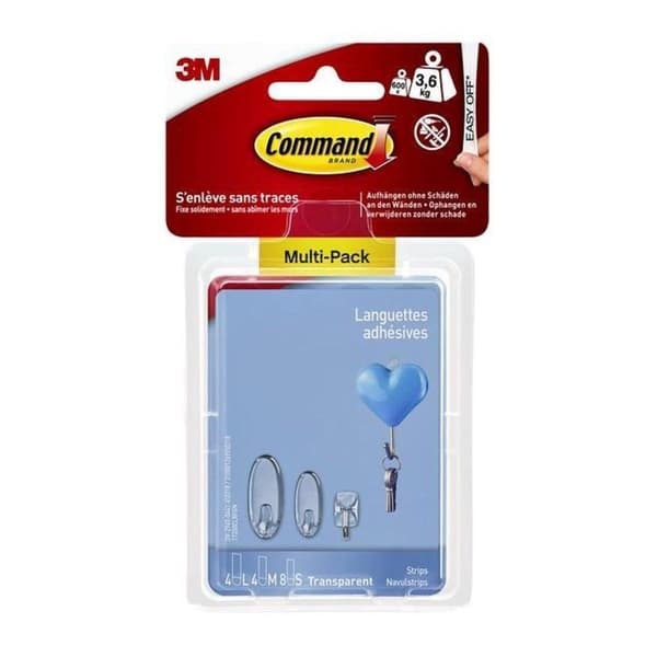Command™-strimler, 17200CLR, klar, 8 små + 4 mellemstore + 4 store strimler