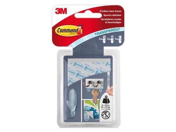 Command™-strimler, 17200CLR, klar, 8 små + 4 mellemstore + 4 store strimler