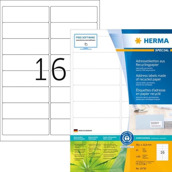 HERMA 10730 tulostintarra valkoinen itseliimautuva tulostintarra (10730)