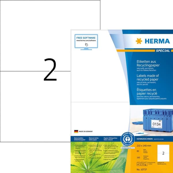 HERMA 10737 skrivaretikett vit självhäftande skrivaretikett (10737)