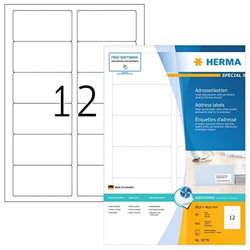 HERMA 10776 - stansad etikett - 8,89 cm - 4,66 cm - 12 st (10776)