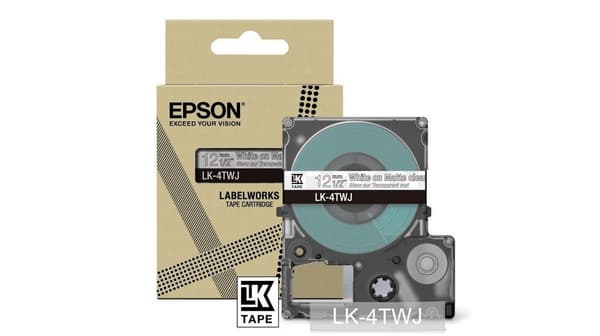 Epson LabelWorks LK-4TWJ - Hvid på mat-gennemsigtig - Rulle (1,2 cm x 8 m) 1 kassette(r) hængende boks - tapekassette - til LabelWorks LW-C410, LW-C61