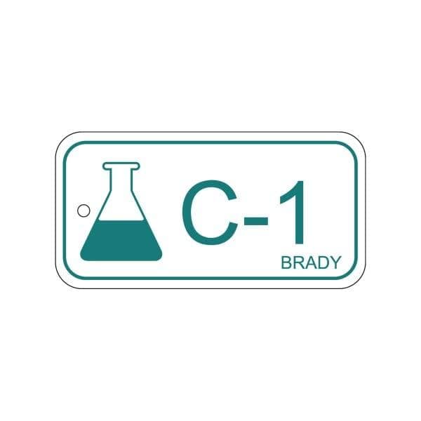 Brady, B-7527, polypropenetikett, energikälla - kemisk, 75 x 38 mm, turkos på vitt, inskription: C-1 (25 etiketter/förpackning) (138428)