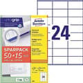 Miniatyrbillede 1 af 6: AVERY Zweckform universaletiketter, 70 x 36 mm, 50 + 15 ark hvid, med ultragrip teknologi, kant i top og bund, - 1 stk (6602)