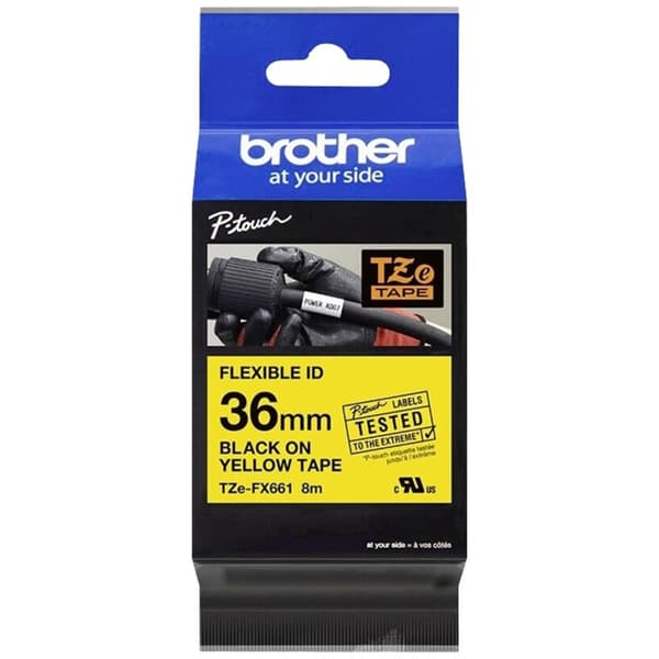 Märkband flexibel Brother TZe, TZ TZEFX661 Bandfärg: Gul Skriftfärg:Svart 36 mm 8 m