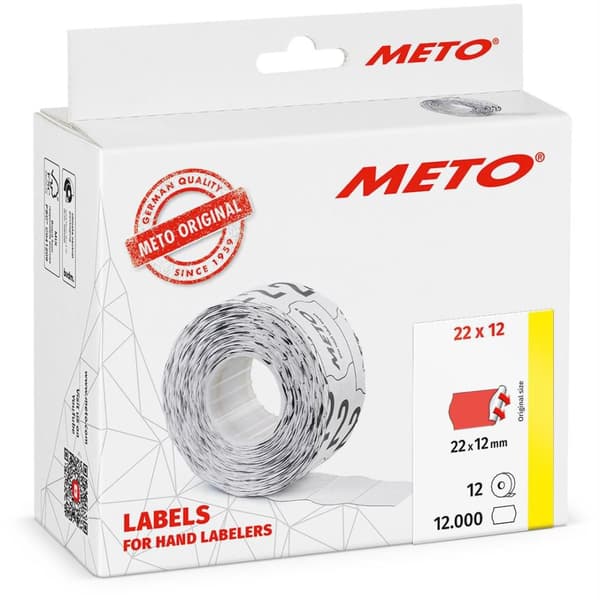 Etikett METO perm. 22x12 röd 12000/fp