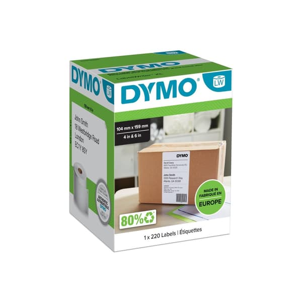 Etikett DYMO 4XL Vit 104 x 159mm 220/fp