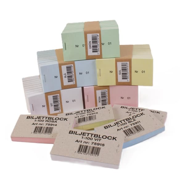 Biljettblock 1-100 rosa 10st