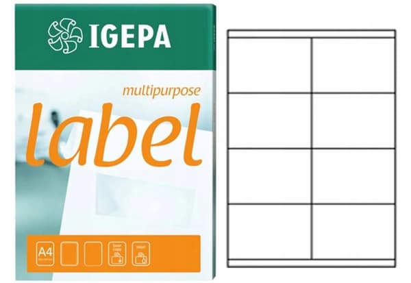 IGEPA SELVKLÆBENDE ETIKETTER 100 STK 105x70 mm