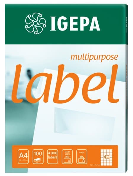 IGEPA SELVKLÆBENDE ETIKETTER 100 STK 105x48 mm