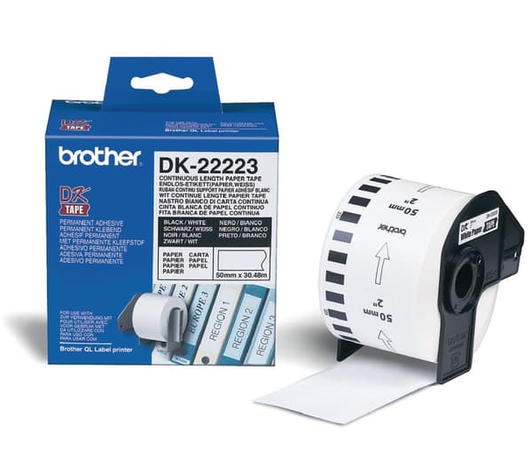 Etikett BROTHER DK22223 50mmx30,48m vit