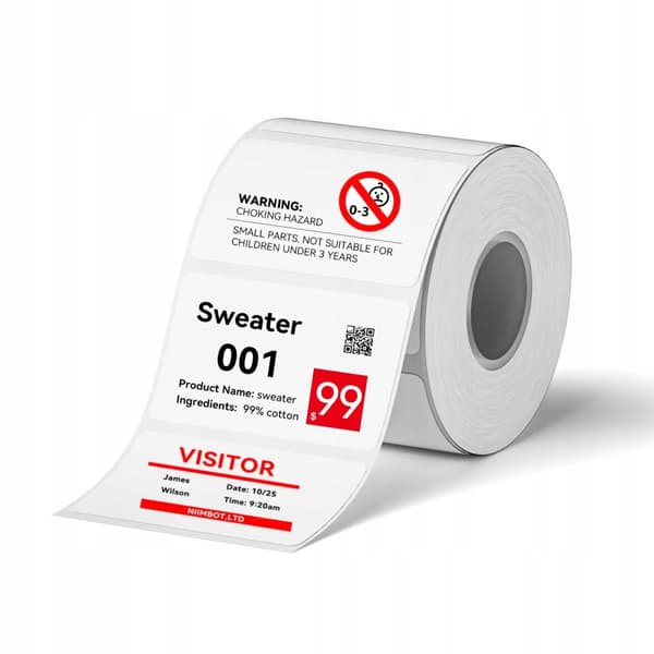 NIIMBOT Etiketter Klistermærker 50x30mm 230 stk. HVID TRYK 2 FARVER til B21Pro