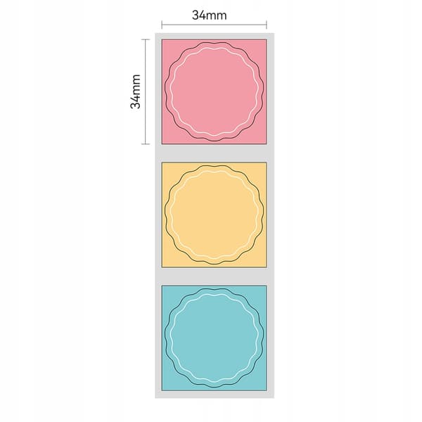 NIIMBOT Etiketter Klistermærker Runde 34 mm FARVERIGE B-serie 200 stk. B21/B1/B3S