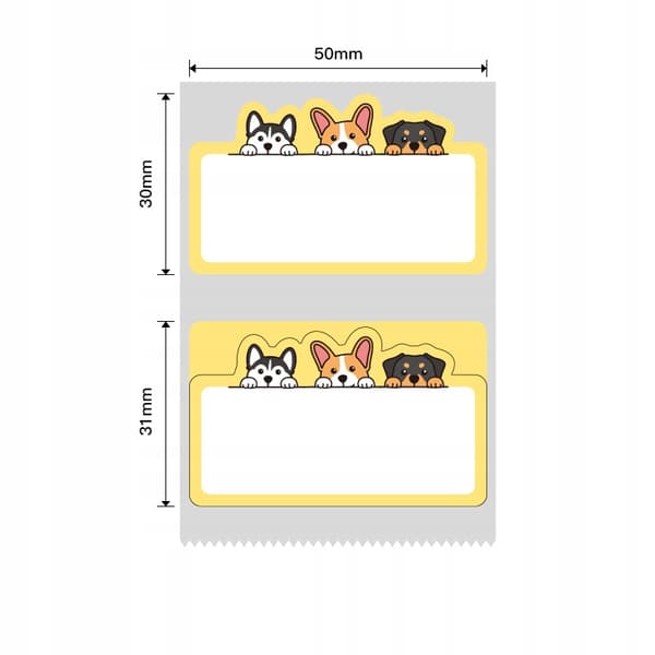 NIIMBOT-tarrat, tarrat 50 * 31 mm, KOIRAT, 220 kpl B21/B3S/B1 Original -mallille