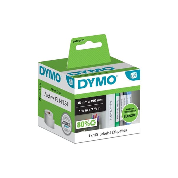 DYMO Små brevordneretiketter - 38 x 190 mm - S0722470
