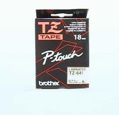 Brother P-Touch-tejp, svart tryck på gul bakgrund, 18 mm, TZ641
