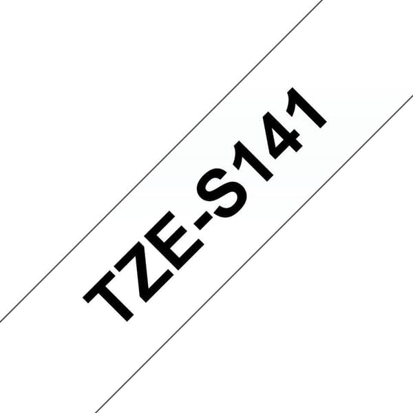 Brother tape sort på klar 18 mm TZeS141, TZ, 8 m, 1 stk., blisterpakning, 1,8 cm, TZES141