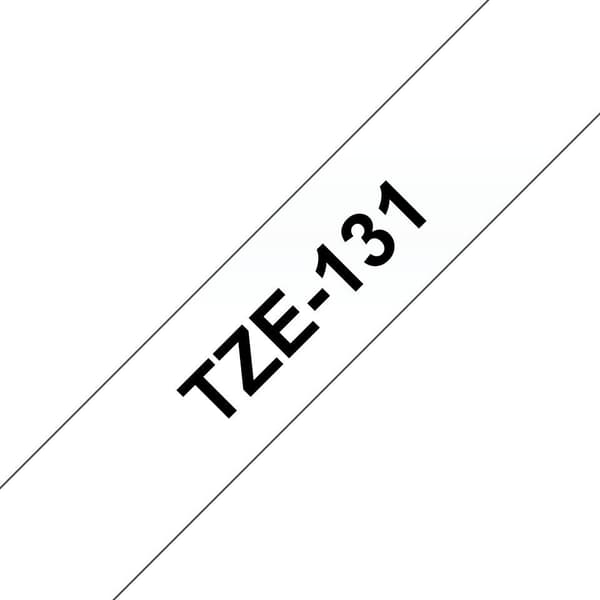 Brother tejp svart på transparent bakgrund 12mm, TZE-131