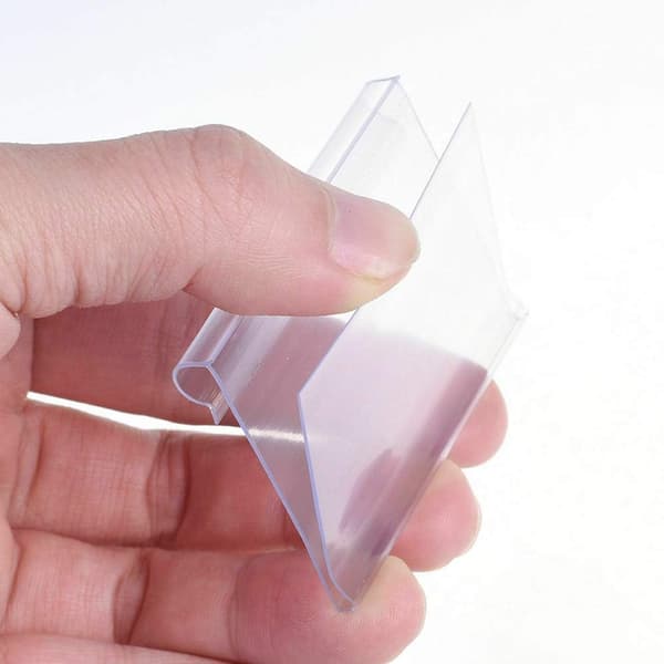 40 st 80x42 mm genomskinliga plastetikettklämmor för hylletiketter, trådhyllaetikettklämmor för trådgaller, prisetiketter