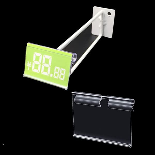 40 st 80x42 mm genomskinliga plastetikettklämmor för hylletiketter, trådhyllaetikettklämmor för trådgaller, prisetiketter