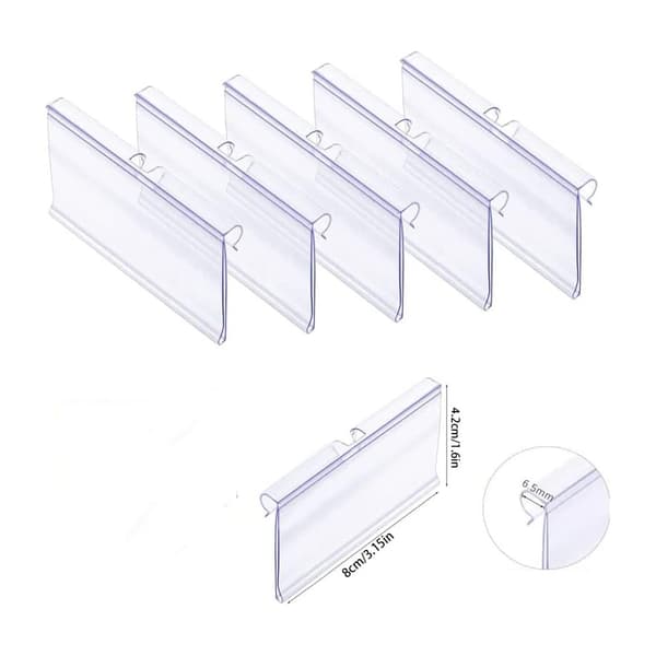 40 st 80x42 mm genomskinliga plastetikettklämmor för hylletiketter, trådhyllaetikettklämmor för trådgaller, prisetiketter