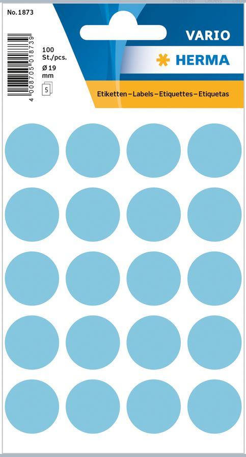 Märketiketter/Signaletiketter Herma Vario 1873 Ø 19mm permanent Blå 100/fp