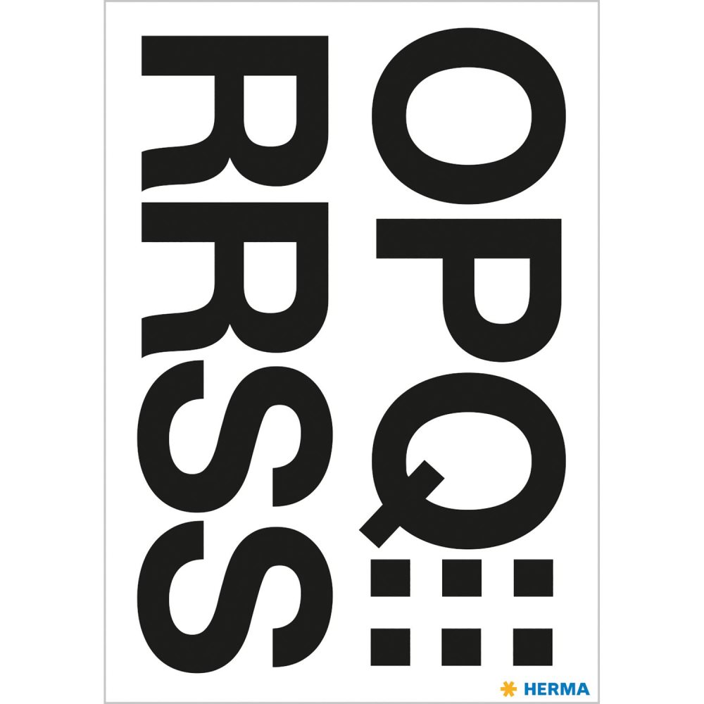 Märketikett Herma Vario 4188 Bokstäver O-Z 33mm, Svart, 2 ark/fp