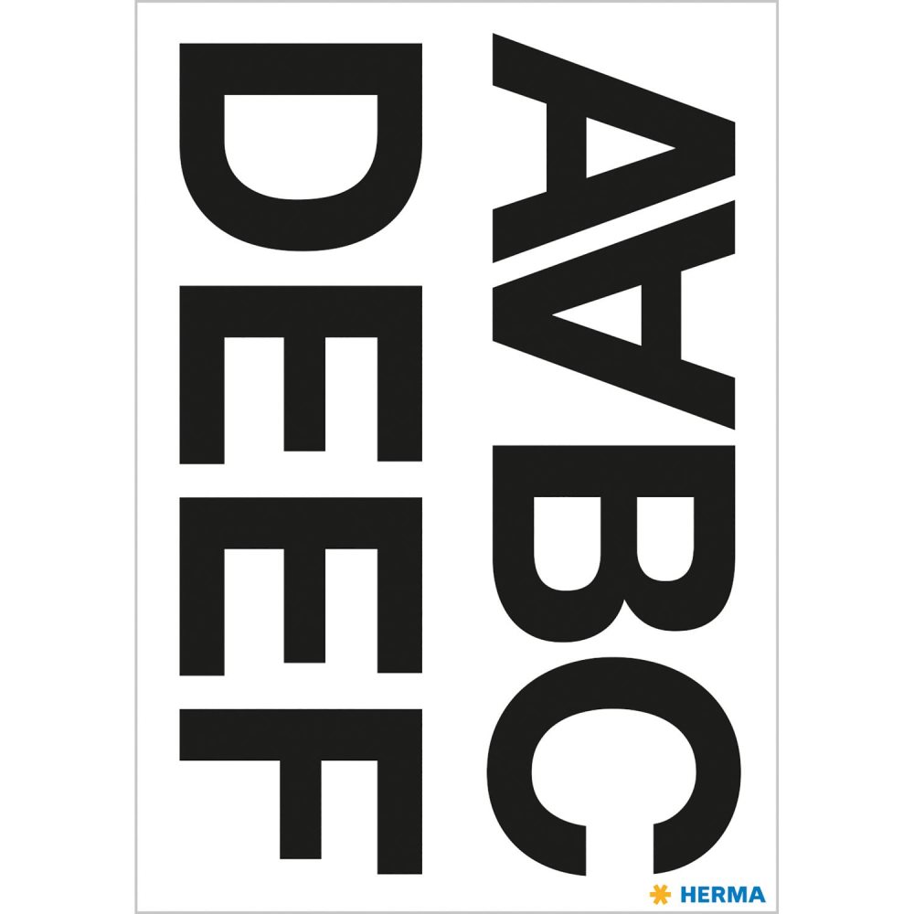 Märketikett Herma Vario 4187 Bokstäver A-N 33mm, Svart, 2 ark/fp